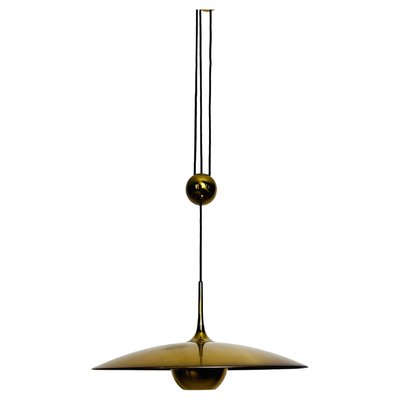 Onos 55 Brass Pendant Lamp with Counterweight attributed to Florian Schulz, Germany, 1970s-PUK-2020859