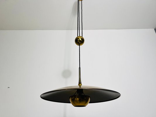 Onos 55 Brass Pendant Lamp with Counterweight attributed to Florian Schulz, Germany, 1970s-PUK-2020859