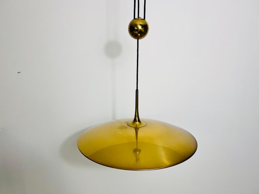 Onos 55 Brass Pendant Lamp with Counterweight attributed to Florian Schulz, Germany, 1970s-PUK-2020859