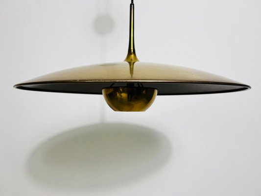 Onos 55 Brass Pendant Lamp with Counterweight attributed to Florian Schulz, Germany, 1970s-PUK-2020859