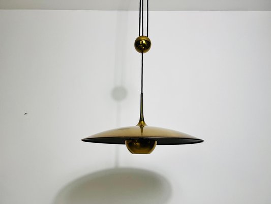 Onos 55 Brass Pendant Lamp with Counterweight attributed to Florian Schulz, Germany, 1970s-PUK-2020859