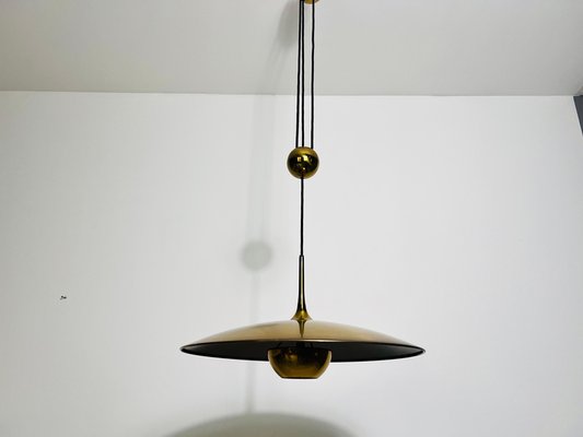 Onos 55 Brass Pendant Lamp with Counterweight attributed to Florian Schulz, Germany, 1970s-PUK-2020859