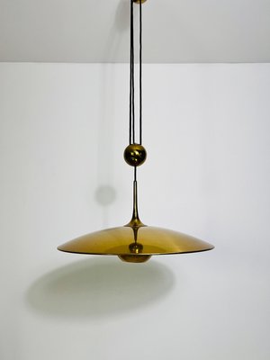 Onos 55 Brass Pendant Lamp with Counterweight attributed to Florian Schulz, Germany, 1970s-PUK-2020859