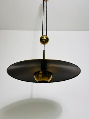 Onos 55 Brass Pendant Lamp with Counterweight attributed to Florian Schulz, Germany, 1970s-PUK-2020859