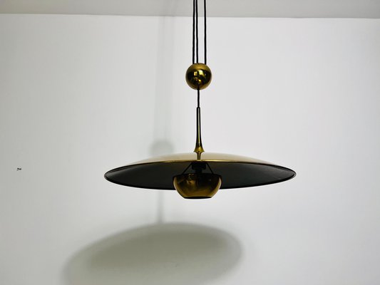 Onos 55 Brass Pendant Lamp with Counterweight attributed to Florian Schulz, Germany, 1970s-PUK-2020859