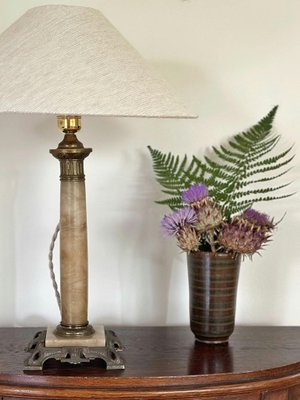 Onyx and Brass Column Table Lamp, 1920s-ARN-2026617