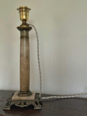 Onyx and Brass Column Table Lamp, 1920s-ARN-2026617