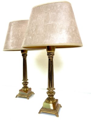 Onyx and Brass Table Lamps by A.Beck Ny, 1960s, Set of 2-WZZ-1371628