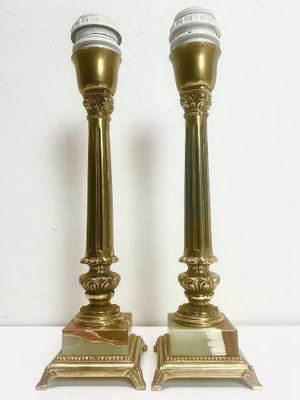 Onyx and Brass Table Lamps by A.Beck Ny, 1960s, Set of 2-WZZ-1371628