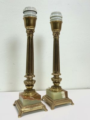 Onyx and Brass Table Lamps by A.Beck Ny, 1960s, Set of 2-WZZ-1371628