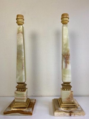 Onyx and Brass Table Lamps in the style of Empire, 1970s, Set of 2-WZZ-1338009