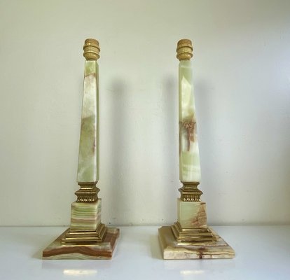 Onyx and Brass Table Lamps in the style of Empire, 1970s, Set of 2-WZZ-1338009