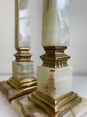 Onyx and Brass Table Lamps in the style of Empire, 1970s, Set of 2-WZZ-1338009