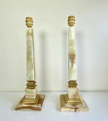 Onyx and Brass Table Lamps in the style of Empire, 1970s, Set of 2-WZZ-1338009