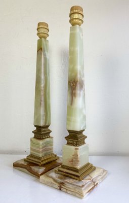 Onyx and Brass Table Lamps in the style of Empire, 1970s, Set of 2-WZZ-1338009