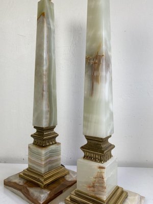 Onyx and Brass Table Lamps in the style of Empire, 1970s, Set of 2-WZZ-1338009