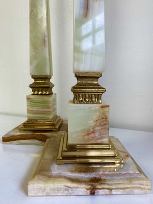 Onyx and Brass Table Lamps in the style of Empire, 1970s, Set of 2-WZZ-1338009