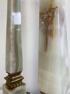 Onyx and Brass Table Lamps in the style of Empire, 1970s, Set of 2-WZZ-1338009