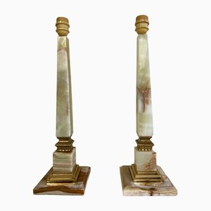 Onyx and Brass Table Lamps in the style of Empire, 1970s, Set of 2-WZZ-1338009