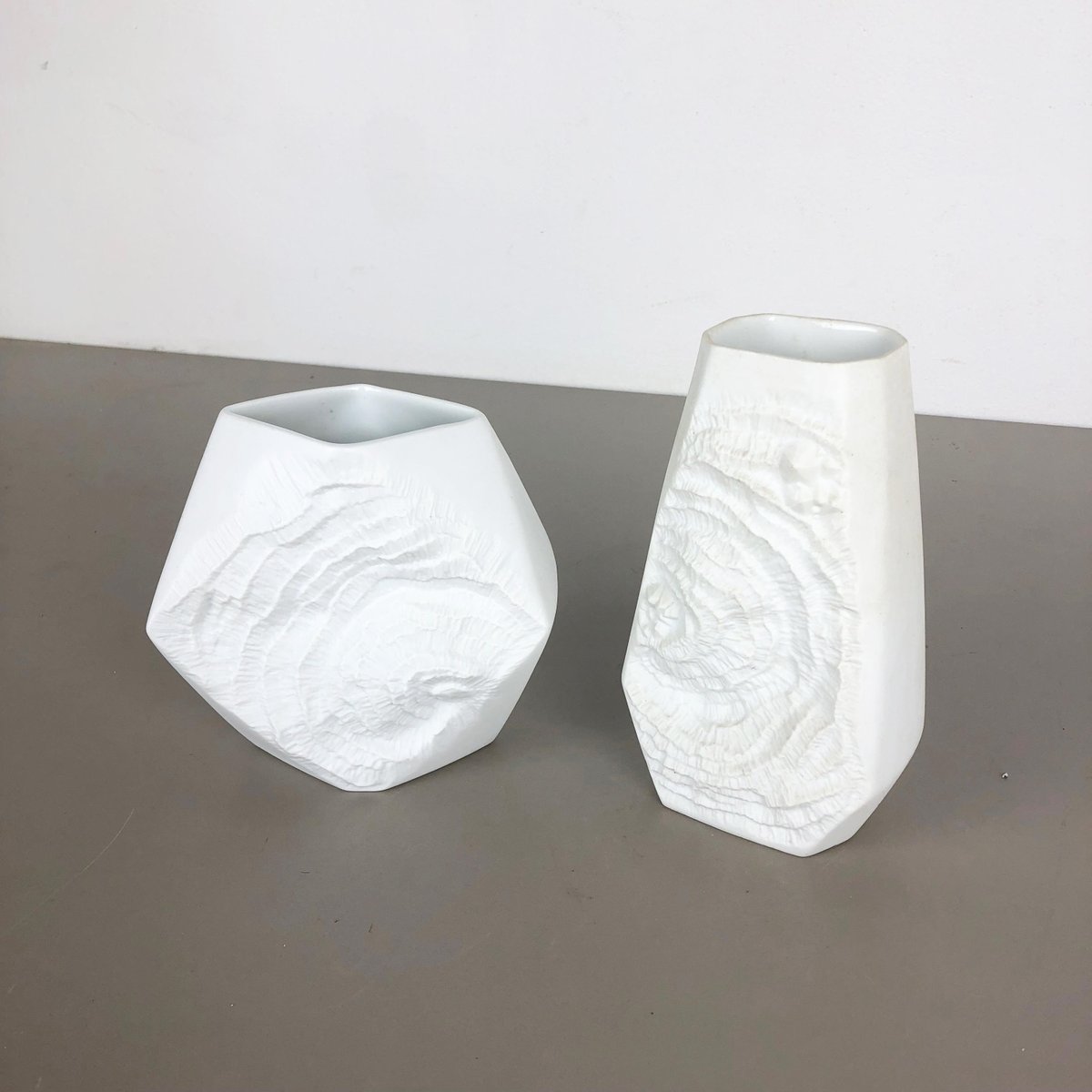 Op Art Biscuit Porcelain Vases from AK Kaiser, Germany, 1970s, Set of 2