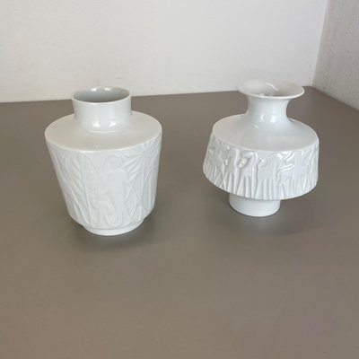 Op Art Biscuit Porcelain Vases from Edelstein Bavaria, Germany, 1970s, Set of 2-QZ-1132557