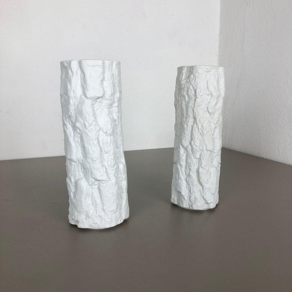 Op Art Brutalist Porcelain Vases from Bayreuther, Bavaria, Germany, 1970s, Set of 2-QZ-1053051