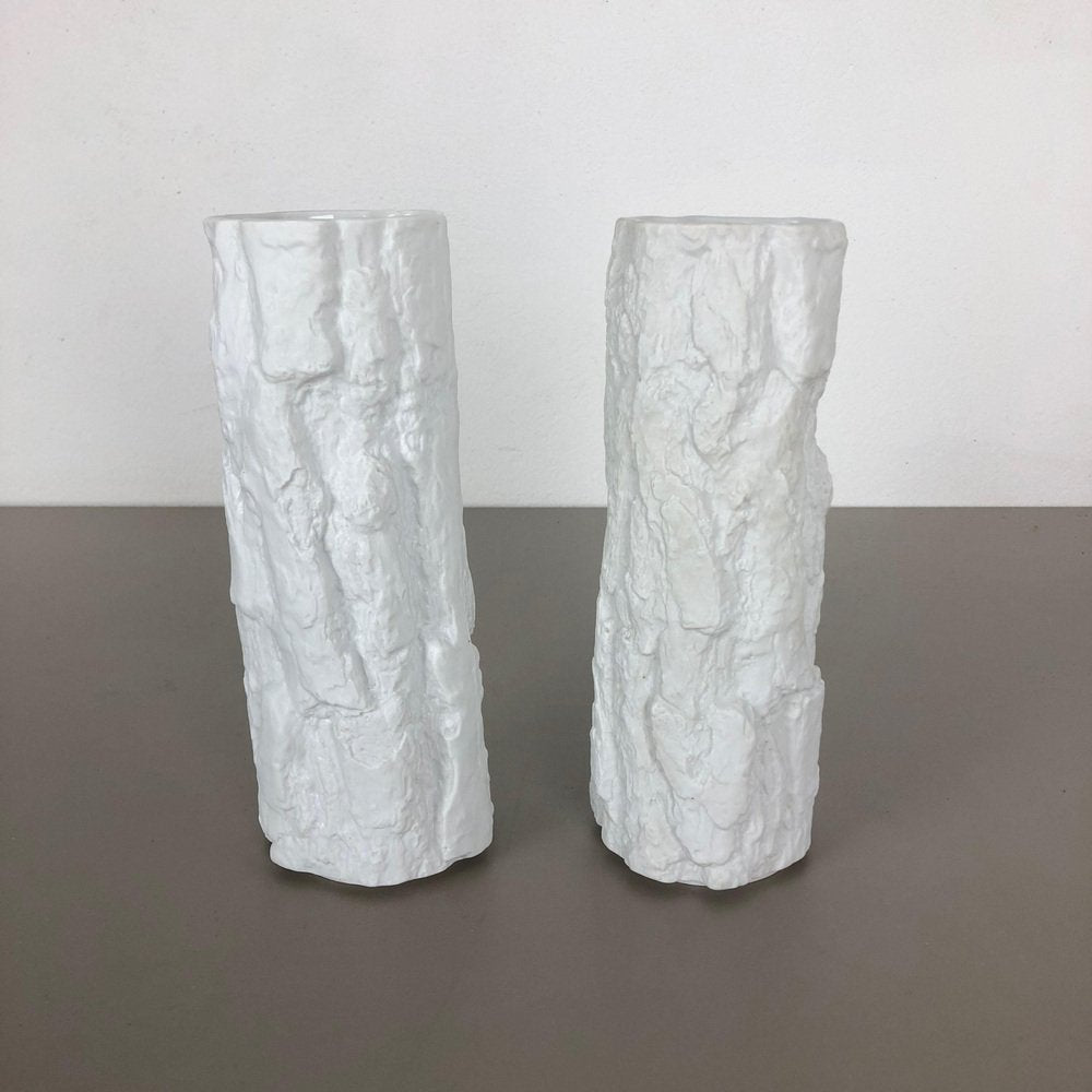 Op Art Brutalist Porcelain Vases from Bayreuther, Bavaria, Germany, 1970s, Set of 2