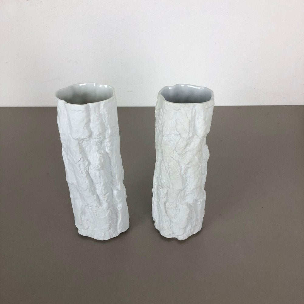 Op Art Brutalist Porcelain Vases from Bayreuther, Bavaria, Germany, 1970s, Set of 2