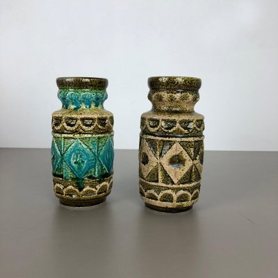 Op Art German Multi-Color Pottery Vase from Bay Ceramics, 1960s, Set of 2-QZ-1139884