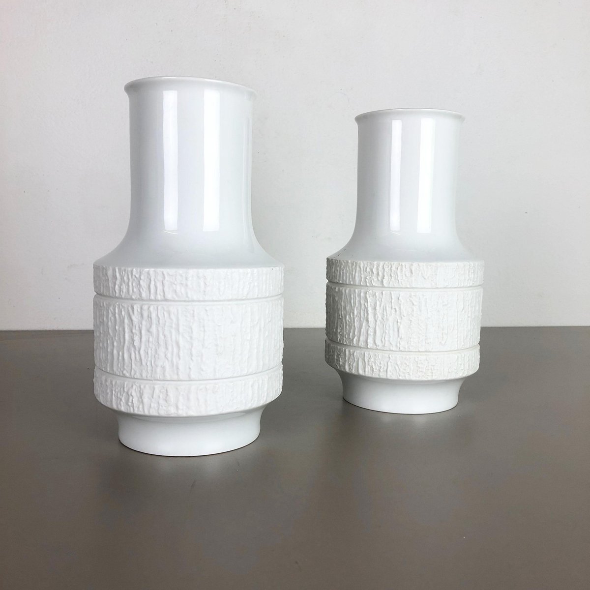 Op Art German Porcelain Vase by Richard Scharrer for Thomas, 1970s, Set of 2