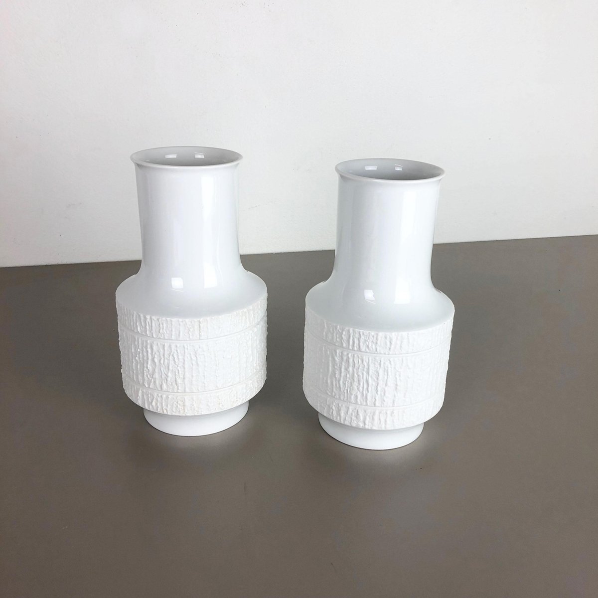 Op Art German Porcelain Vase by Richard Scharrer for Thomas, 1970s, Set of 2