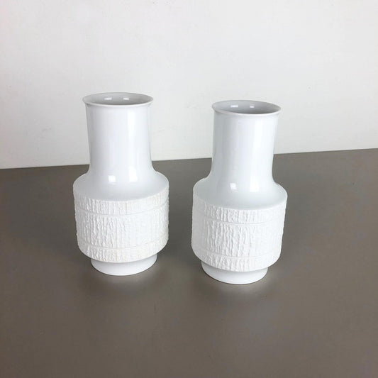 Op Art German Porcelain Vase by Richard Scharrer for Thomas, 1970s, Set of 2