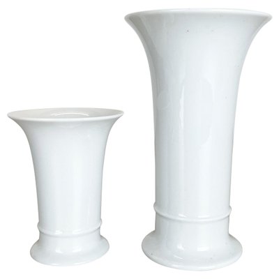 Op Art German White Porcelain Vases by Ak Kaiser, 1970s, Set of 2-QZ-1139868