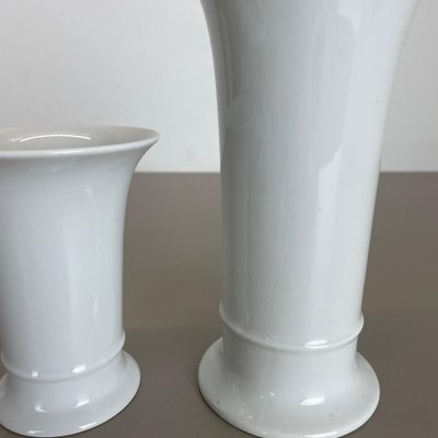 Op Art German White Porcelain Vases by Ak Kaiser, 1970s, Set of 2-QZ-1139868