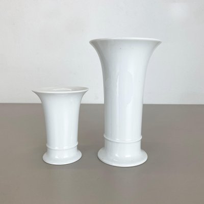 Op Art German White Porcelain Vases by Ak Kaiser, 1970s, Set of 2-QZ-1139868