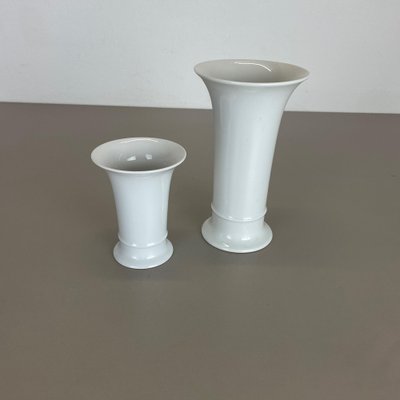 Op Art German White Porcelain Vases by Ak Kaiser, 1970s, Set of 2-QZ-1139868