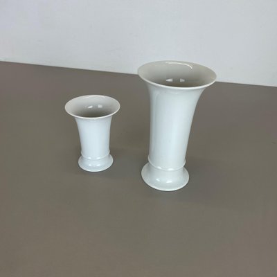 Op Art German White Porcelain Vases by Ak Kaiser, 1970s, Set of 2-QZ-1139868