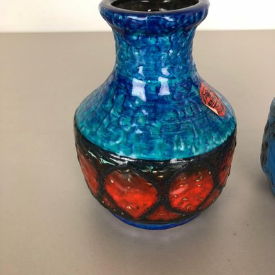 Op Art Multi-Color Pottery Vases from Bay Kermik, Germany, Set of 2-QZ-1111594