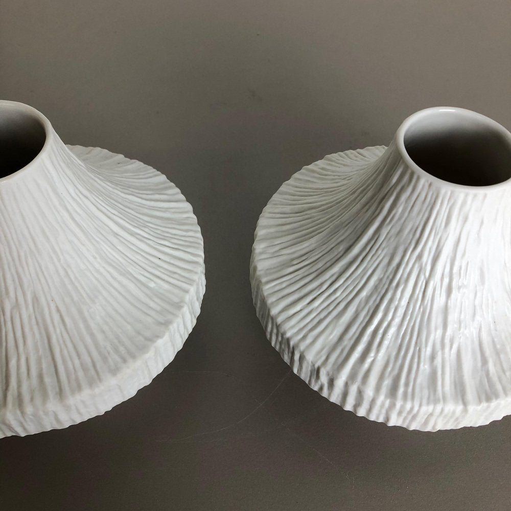 Op Art Porcelain Vases by Heinrich Selb, Germany, 1970s, Set of 2