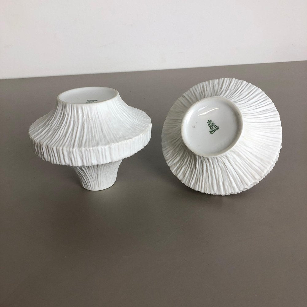 Op Art Porcelain Vases by Heinrich Selb, Germany, 1970s, Set of 2