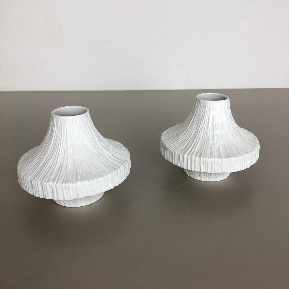 Op Art Porcelain Vases by Heinrich Selb, Germany, 1970s, Set of 2