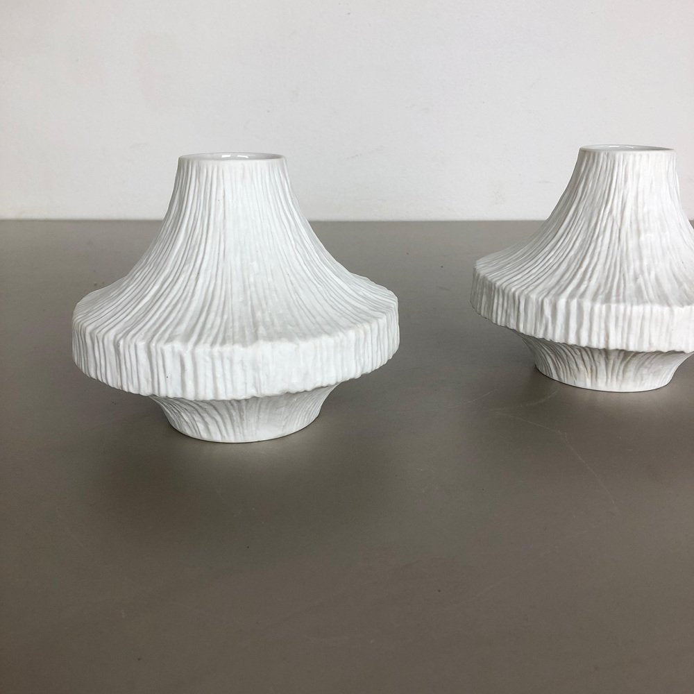 Op Art Porcelain Vases by Heinrich Selb, Germany, 1970s, Set of 2