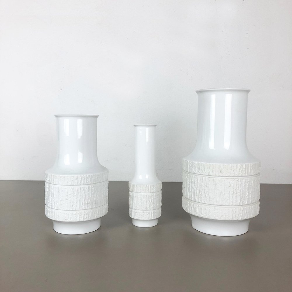 Op Art Porcelain Vases by Richard Scharrer for Thomas, Germany, 1970s, Set of 3