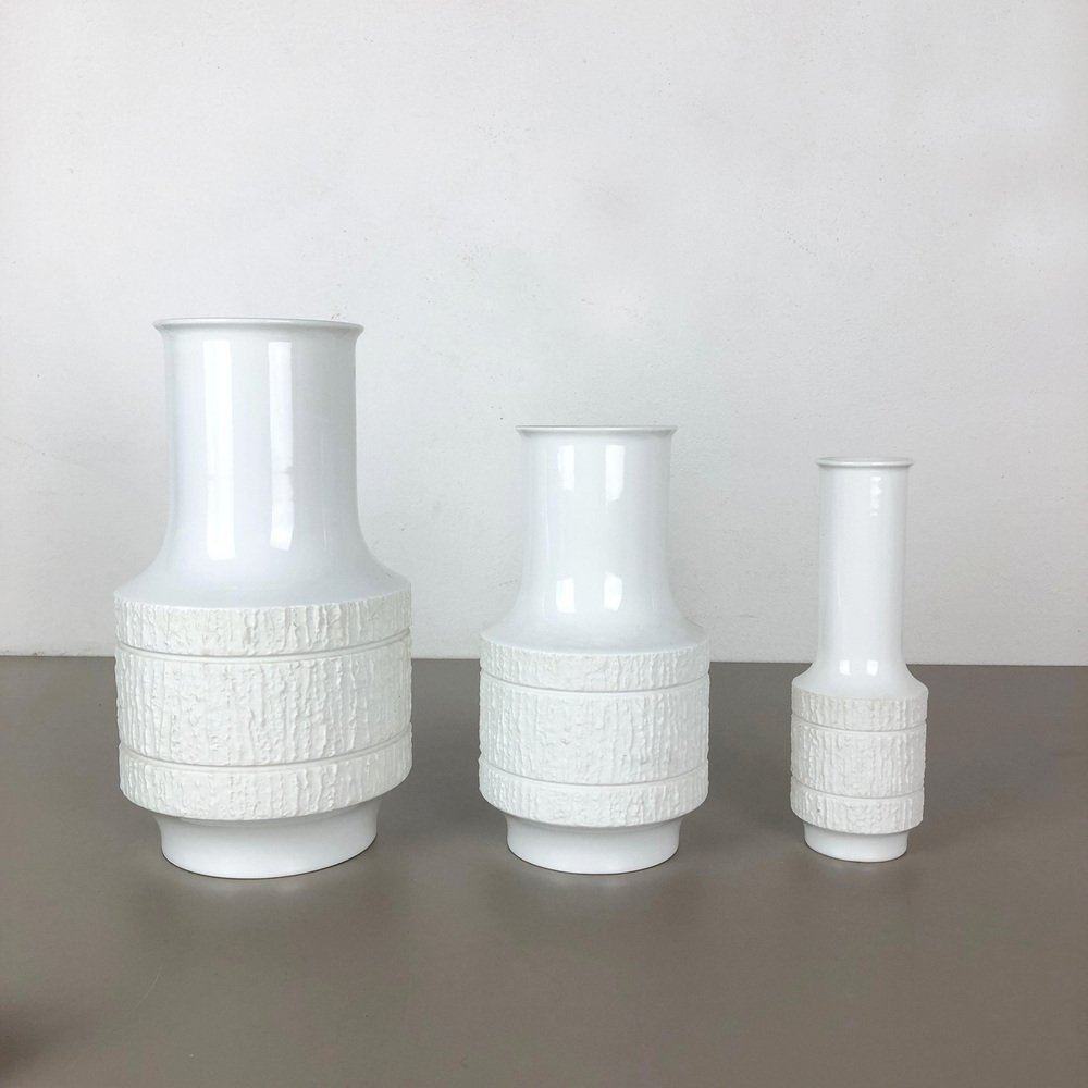 Op Art Porcelain Vases by Richard Scharrer for Thomas, Germany, 1970s, Set of 3