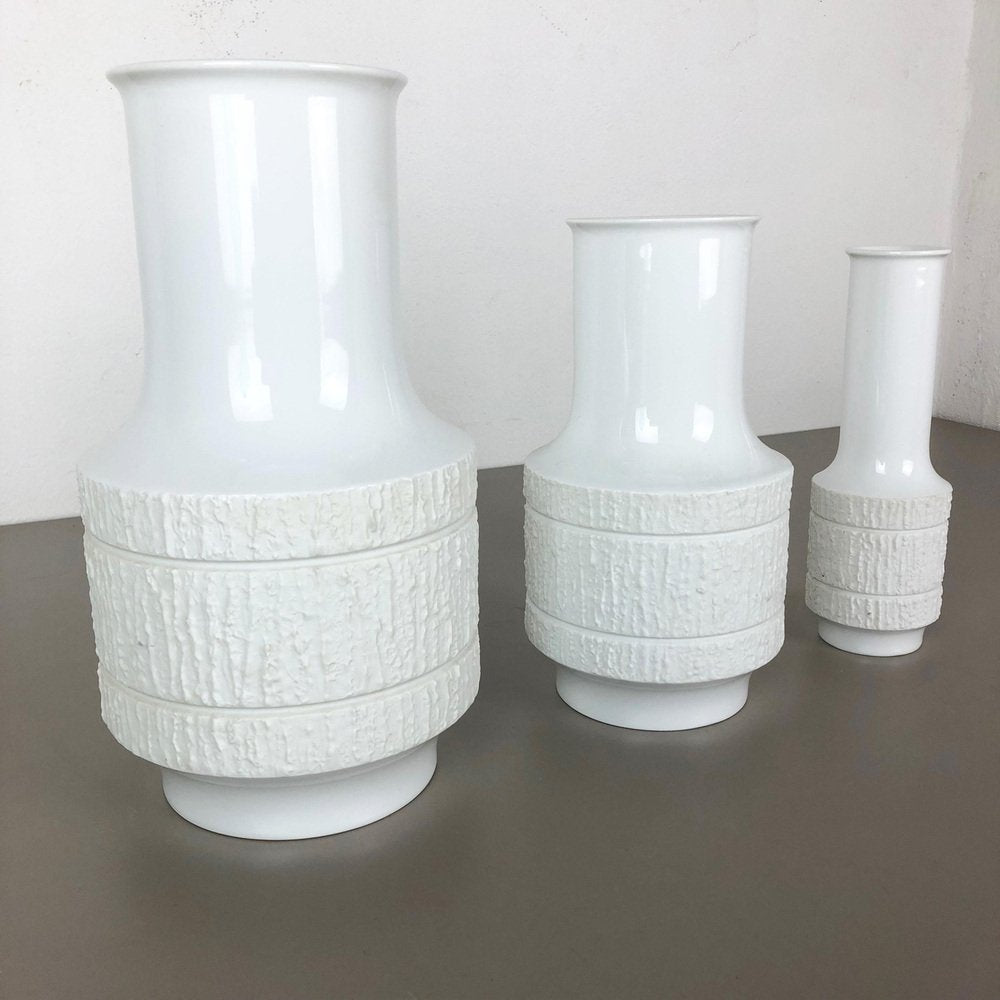 Op Art Porcelain Vases by Richard Scharrer for Thomas, Germany, 1970s, Set of 3