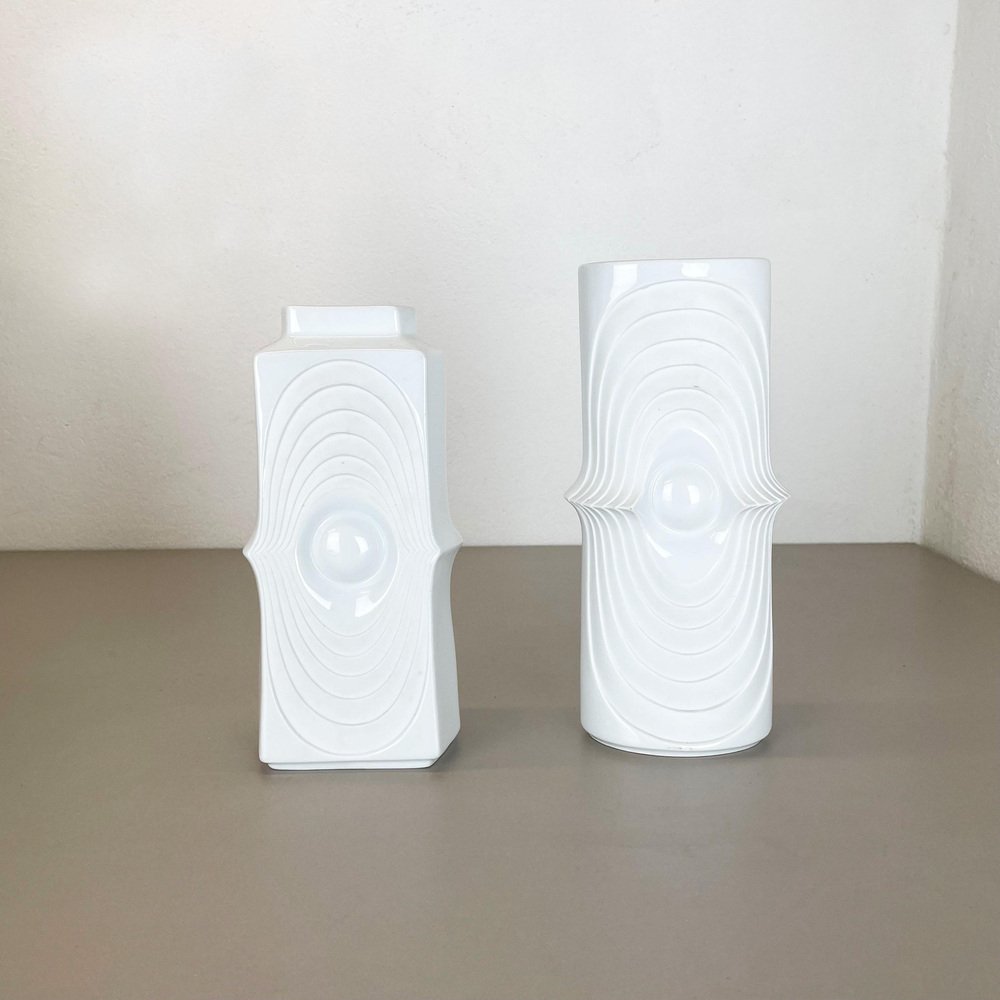 Op Art Porcelain Vases by Royal Bavaria KPM, Germany, 1970s, Set of 2