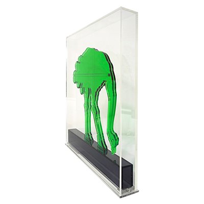 Op-Art Style Green Acrylic Glass Ostrich Sculpture by Gino Marotta-RY-659615