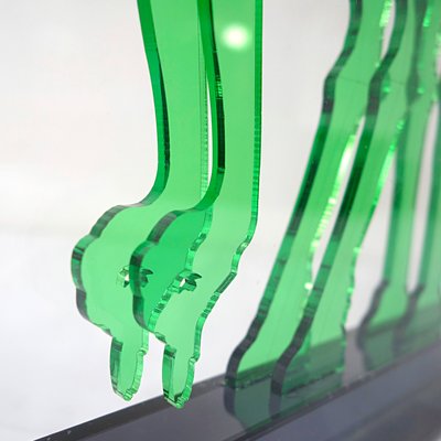 Op-Art Style Green Acrylic Glass Ostrich Sculpture by Gino Marotta-RY-659615