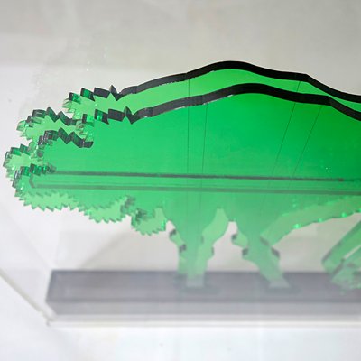 Op-Art Style Green Acrylic Glass Ostrich Sculpture by Gino Marotta-RY-659615