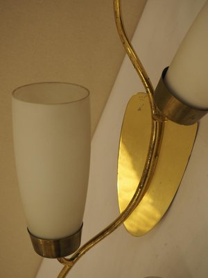 Opa Glass & Brass Sconces, 1940s, Set of 2-TKR-882592